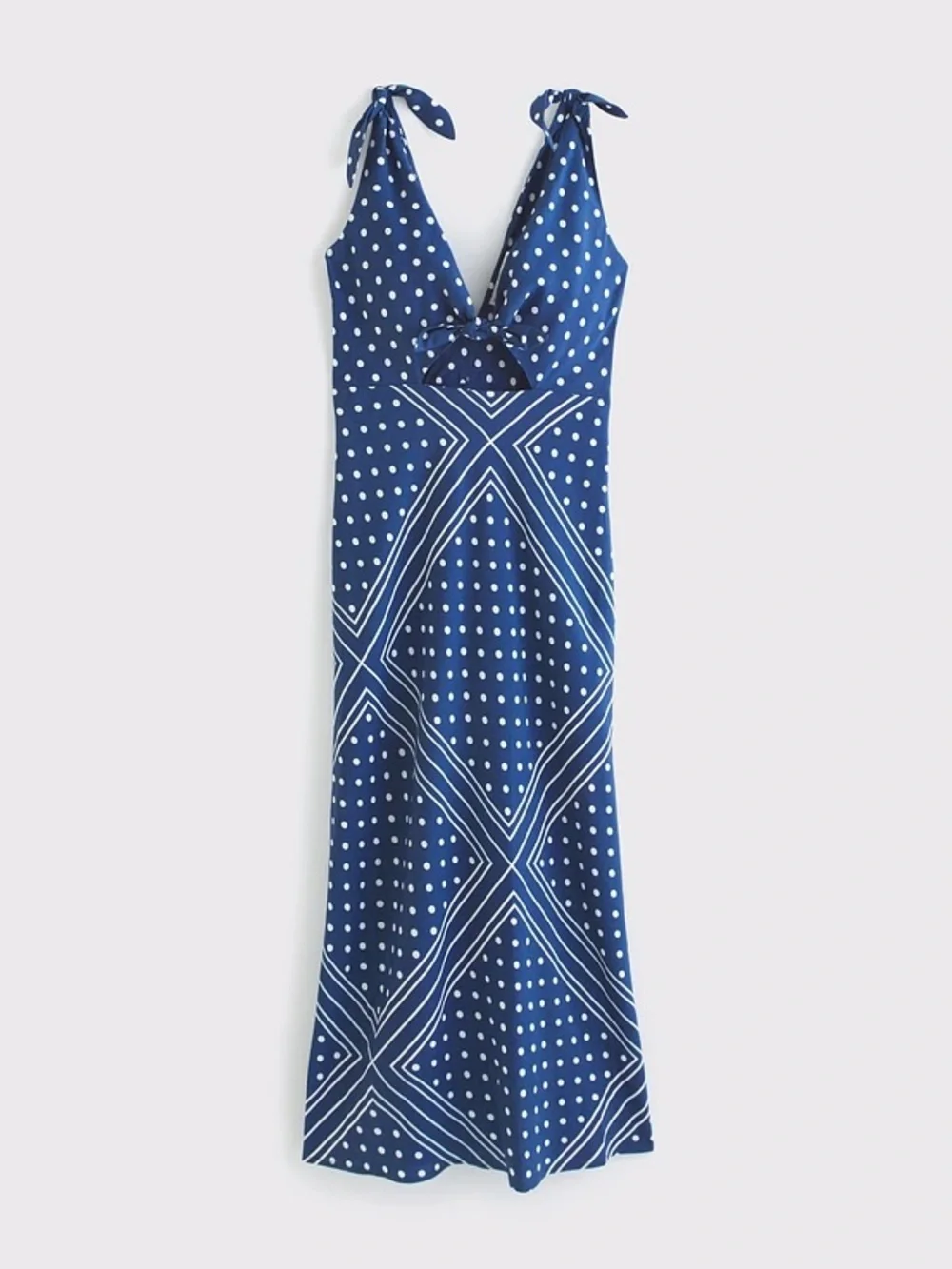 Abercrombie & Fitch Navy and White Polka Dot Maxi Dress